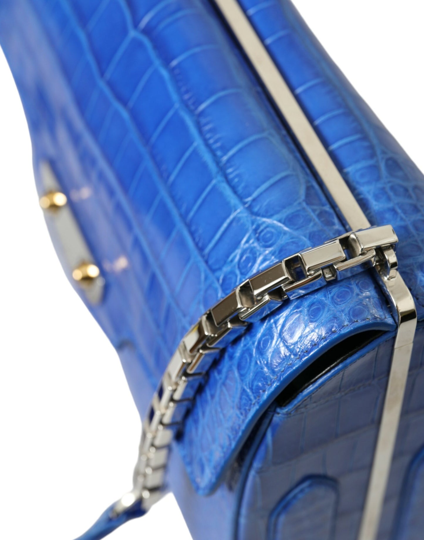 Balenciaga Neo Classic Chain Shoulder Bag Alligator Skin Blue Gold Hardware Exclusive Made In Italy by Balenciaga