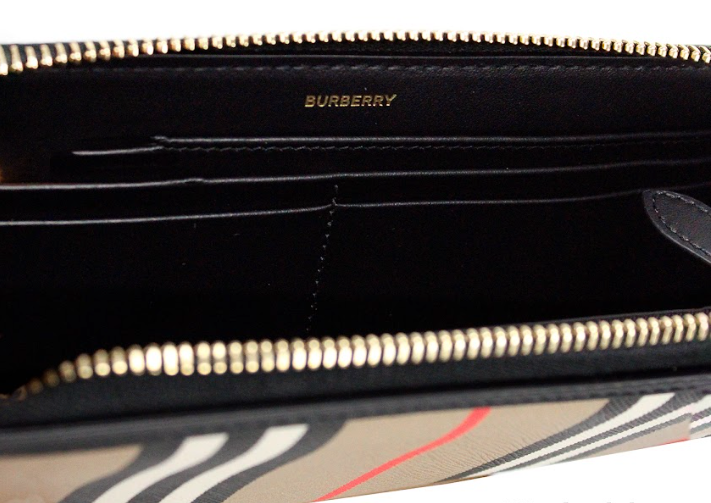 Burberry Ellerby Icon Stripe Zip Around Continental Wallet Leather And Canvas Limited Edition by Burberry