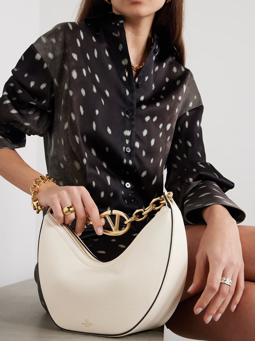 Valentino Garavani VLogo Moon Small Hobo Bag