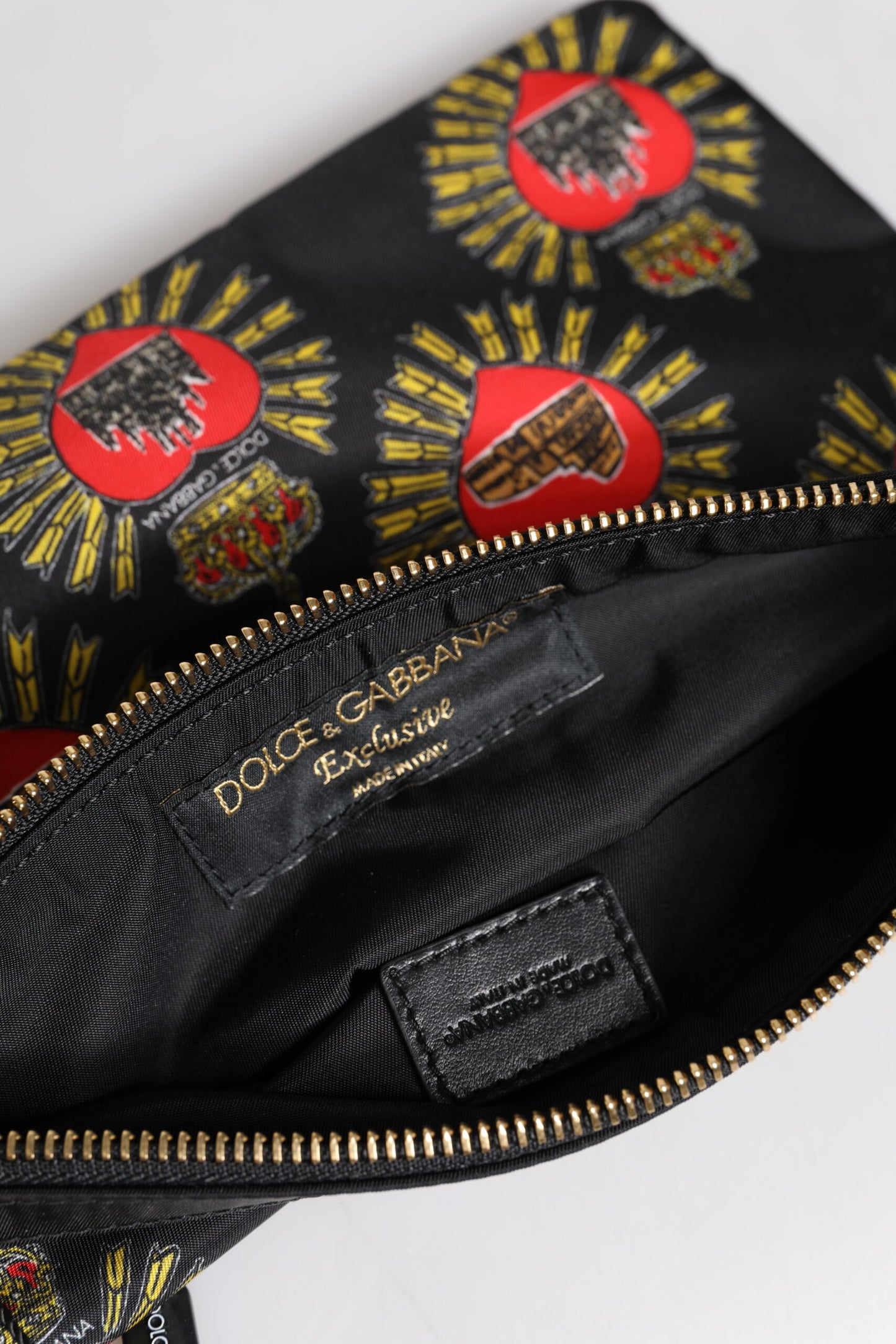 Dolce And Gabbana Pouch Clutch Nylon Sacred Heart Print Made In Italy Limited Edition by Dolce & Gabbana
