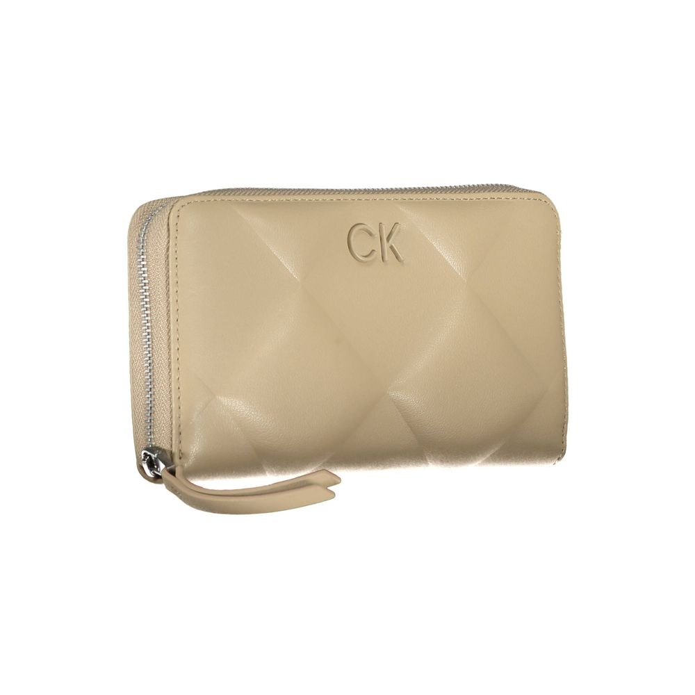 Calvin Klein Beige Wallet With Five Compartments Coin Purse And Dual Card Slots For Everyday Luxury by Calvin Klein