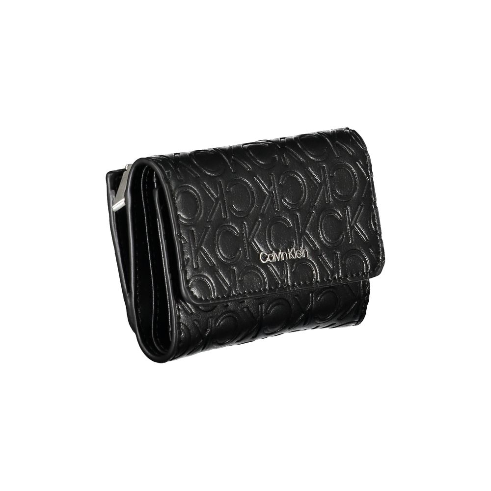 Calvin Klein Black Wallet With Recycled Polyester Two Compartment Zip And Auto Closure For Everyday Organization by Calvin Klein