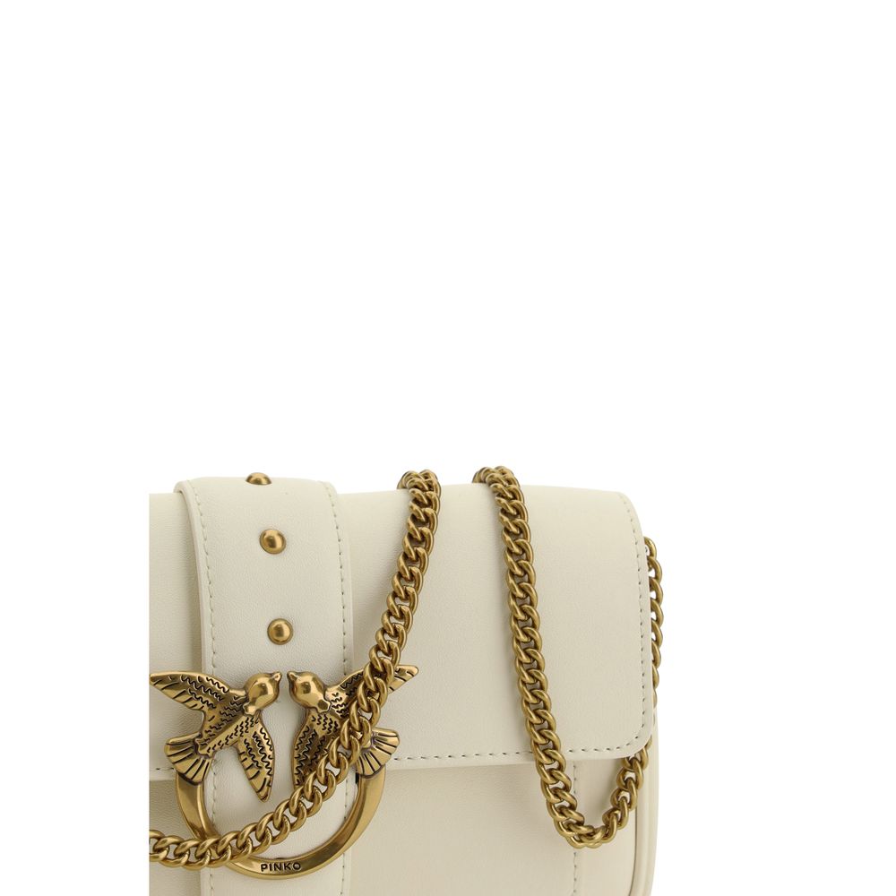 PINKO White Calf Leather Bos Taurus Shoulder Bag by PINKO