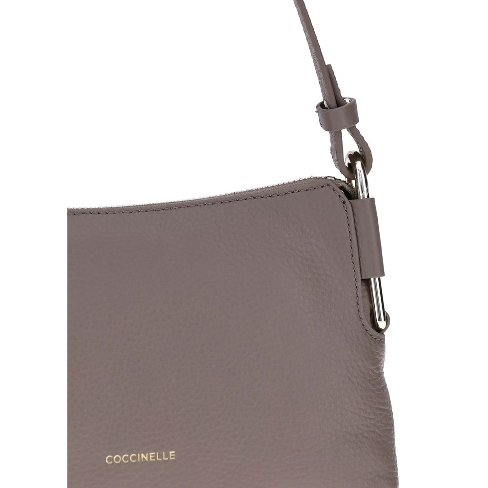 Coccinelle Gray Calf Leather Bos Taurus Shoulder Bag by Coccinelle