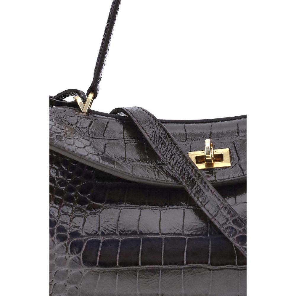 Balenciaga Rodeo Shoulder Bag Crocodile Print Leather With Top Handle And Turn Lock Closure by Balenciaga