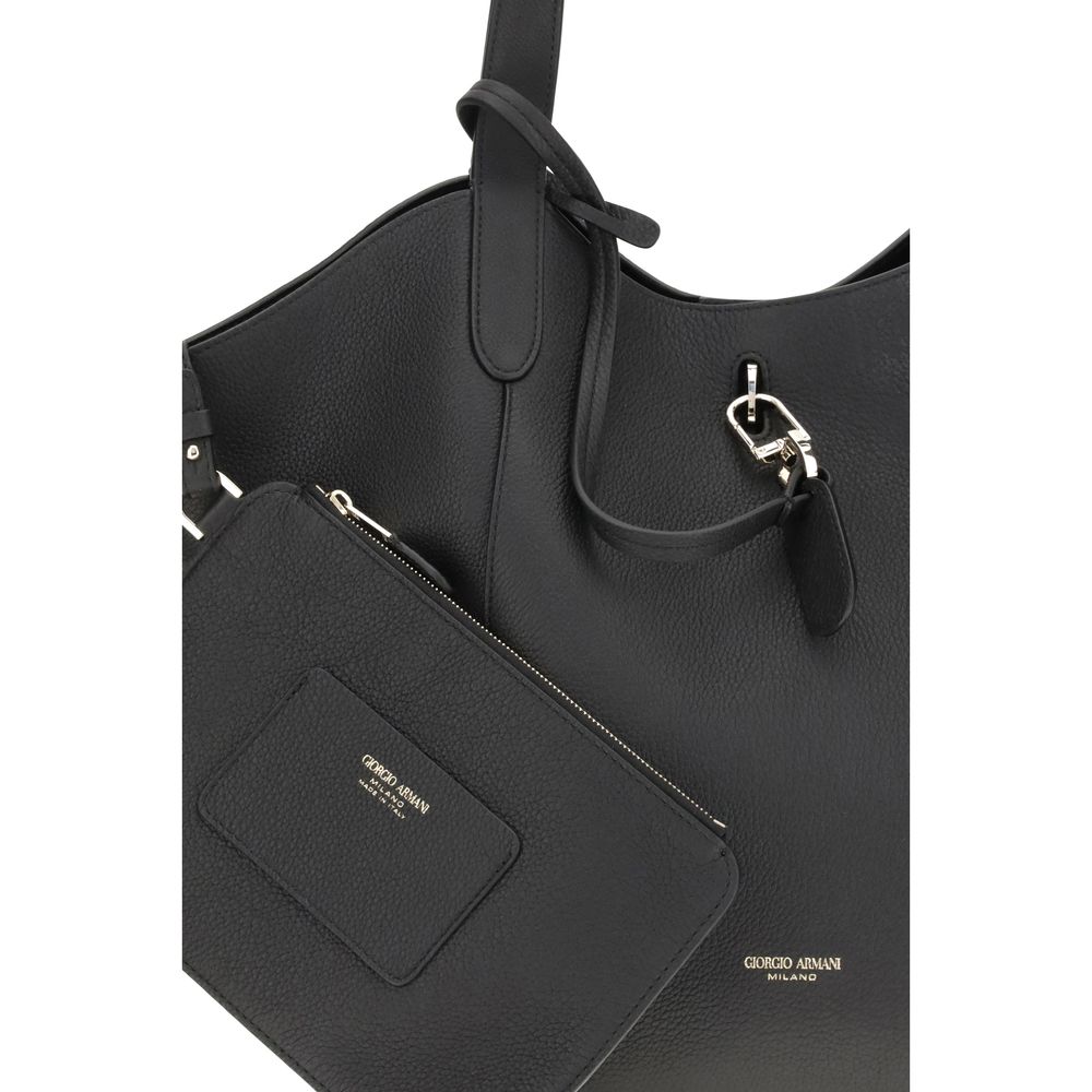 Giorgio Armani Black Calf Leather Bos Taurus Handbag by Giorgio Armani