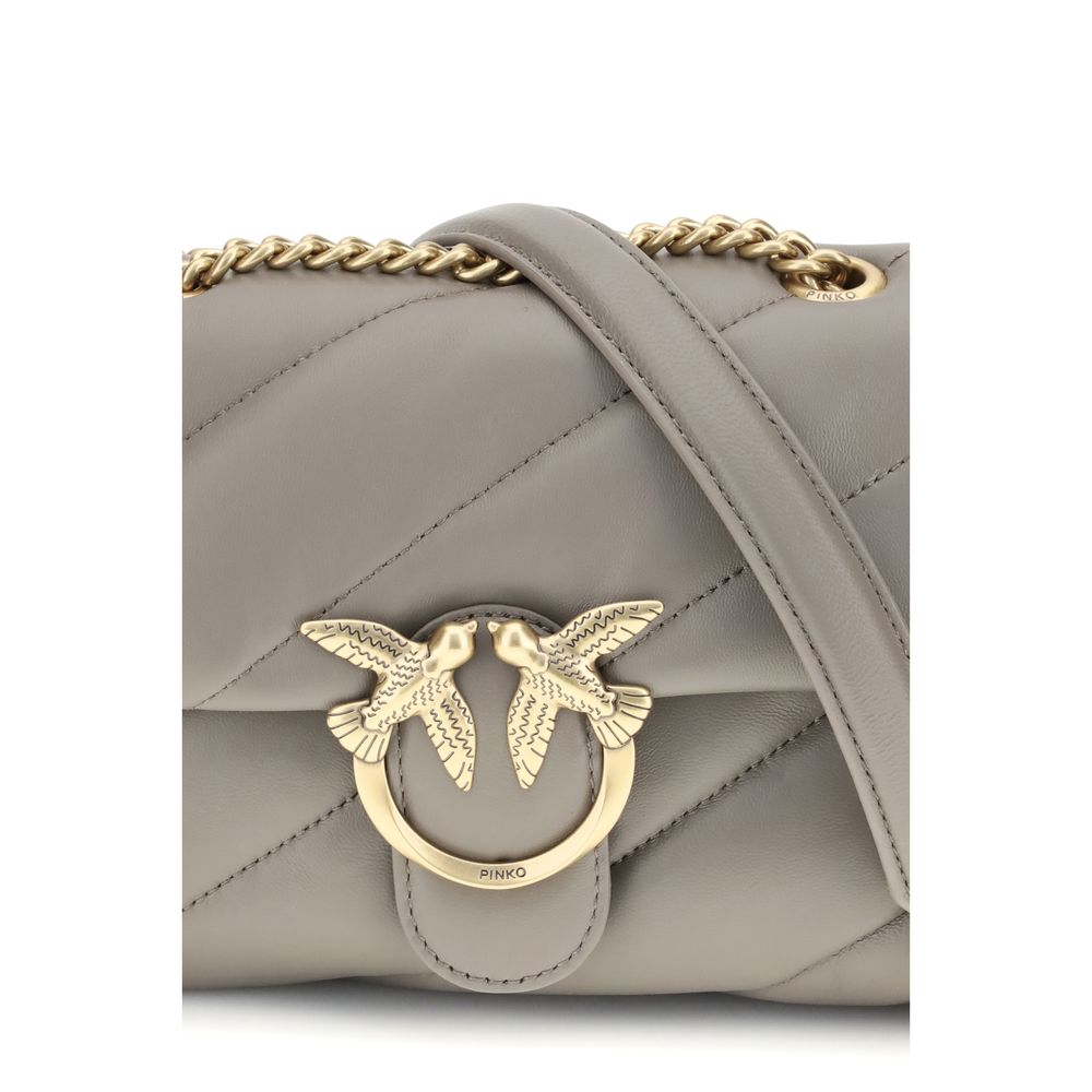 PINKO Gray Calf Leather Bos Taurus Shoulder Bag by PINKO