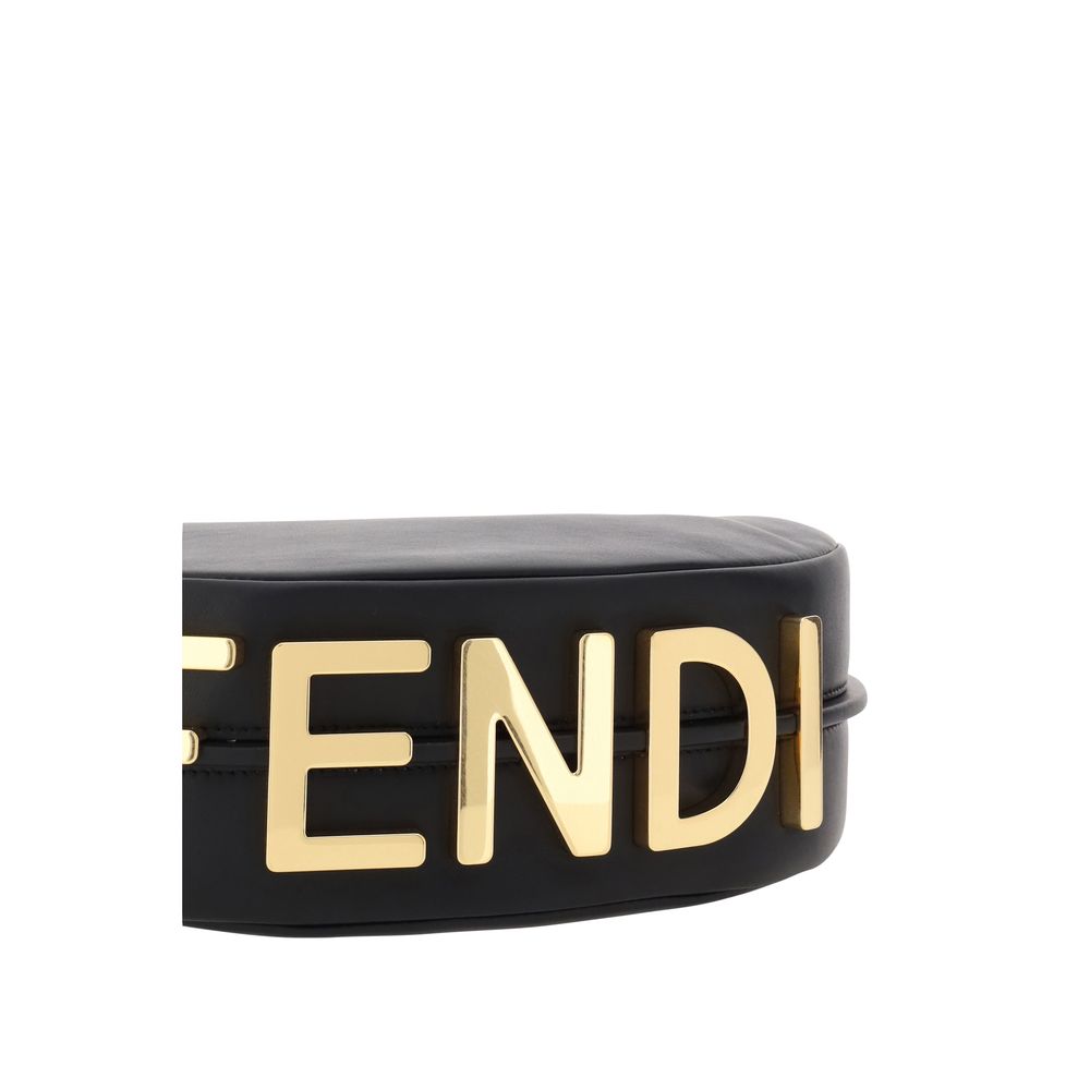 Bolso de hombro Fendi Bos Taurus de piel de becerro negra