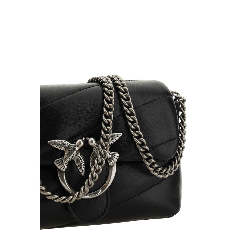 PINKO Black Calf Leather Bos Taurus Shoulder Bag by PINKO