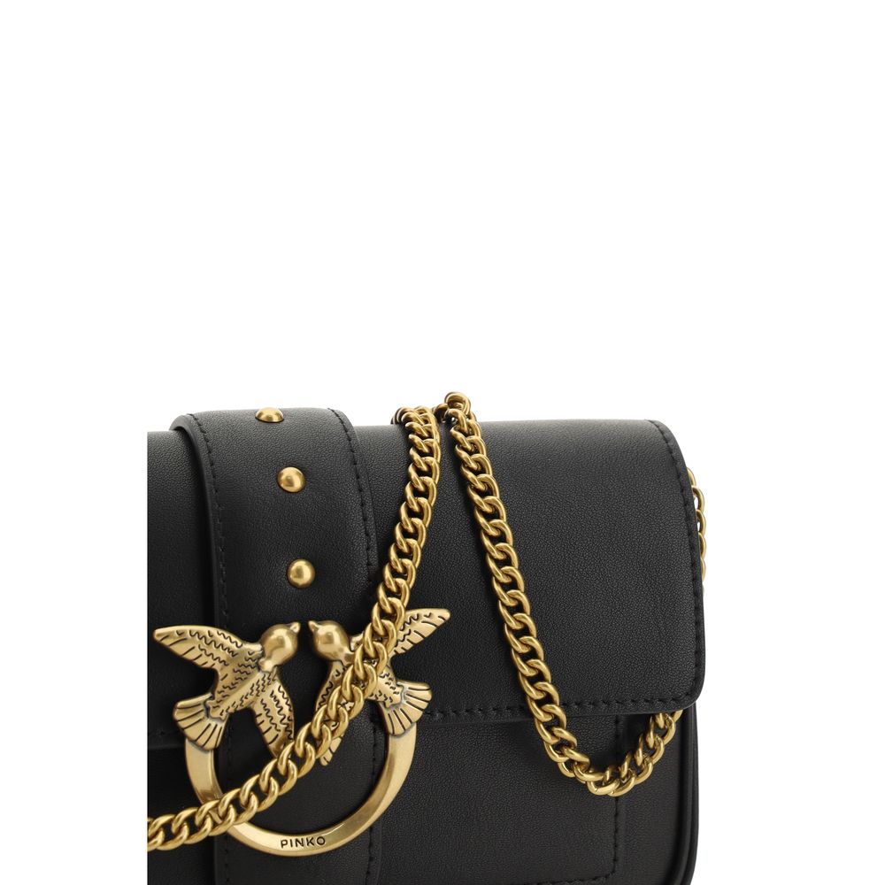 PINKO Black Calf Leather Bos Taurus Shoulder Bag by PINKO