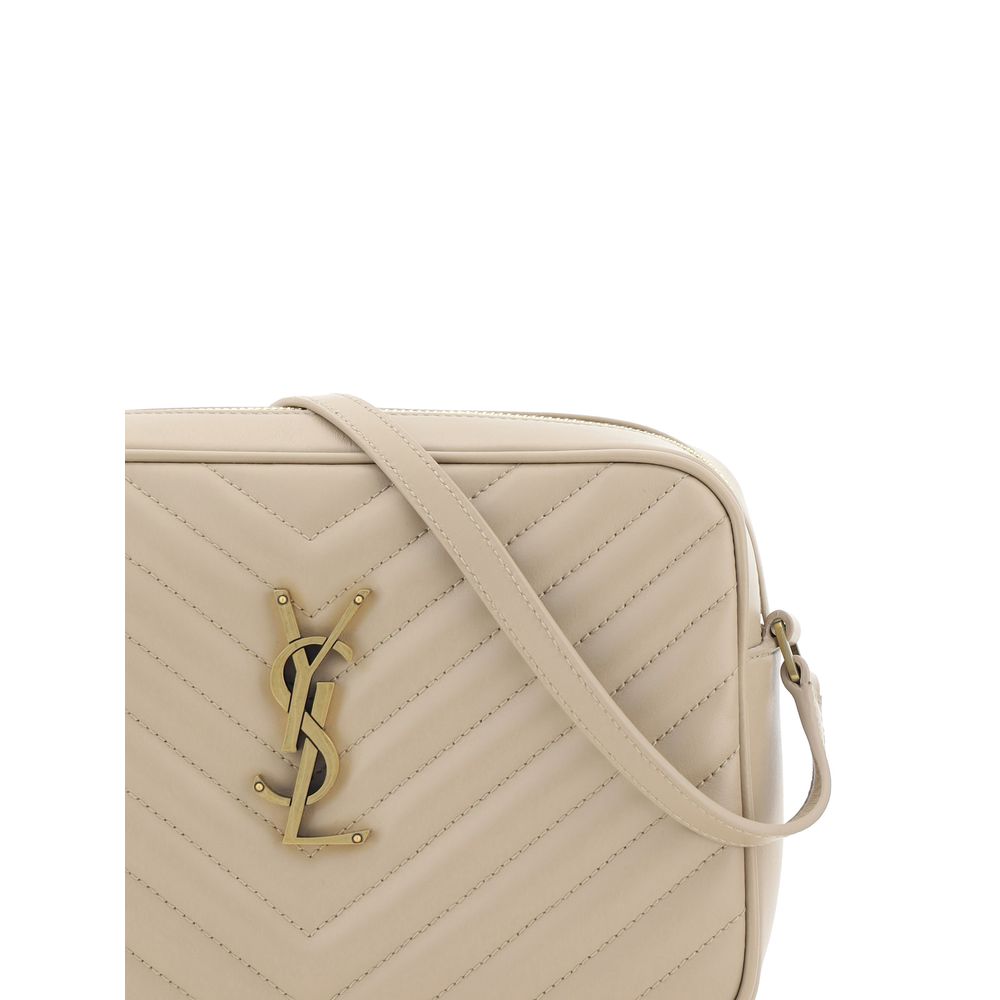 Bolso de hombro Bos Taurus de piel de becerro beige de Saint Laurent