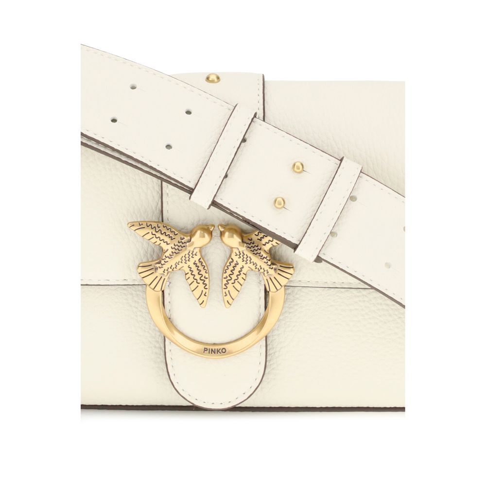 PINKO White Calf Leather Bos Taurus Shoulder Bag by PINKO