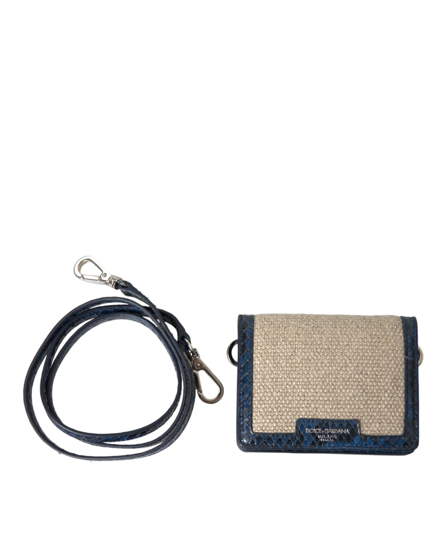 Dolce & Gabbana Beige Raffia Blue Leather Trim Mini Shoulder Purse Crossbody Bag by Dolce & Gabbana