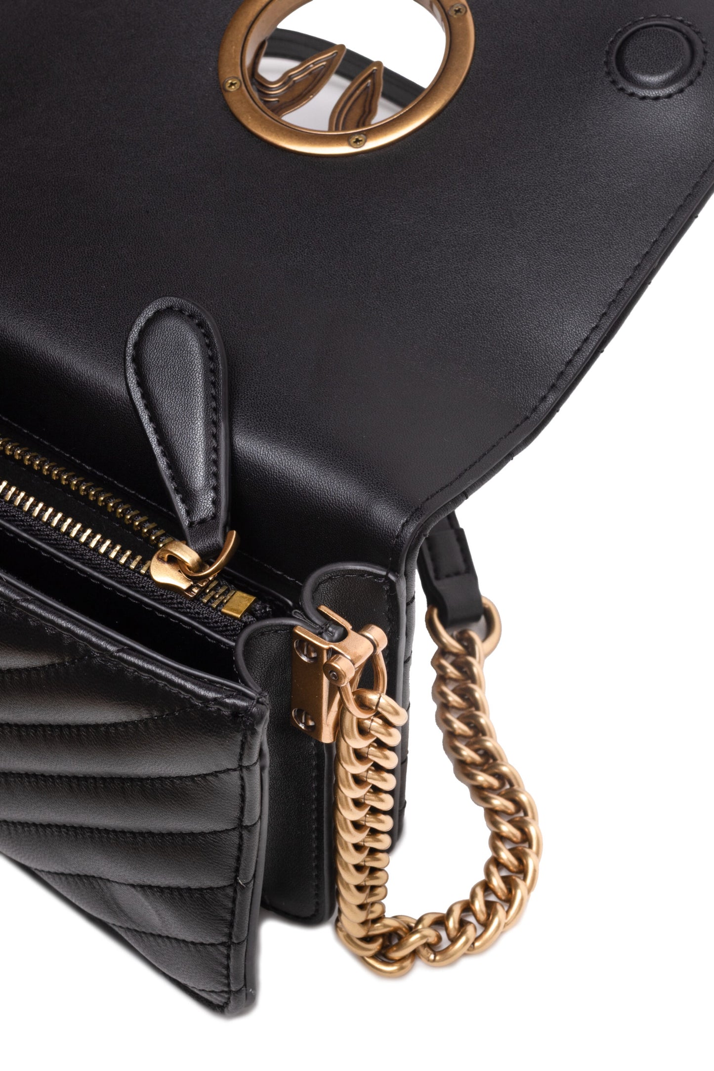 PINKO Black Leather Love Click Mini Shoulder Bag by PINKO