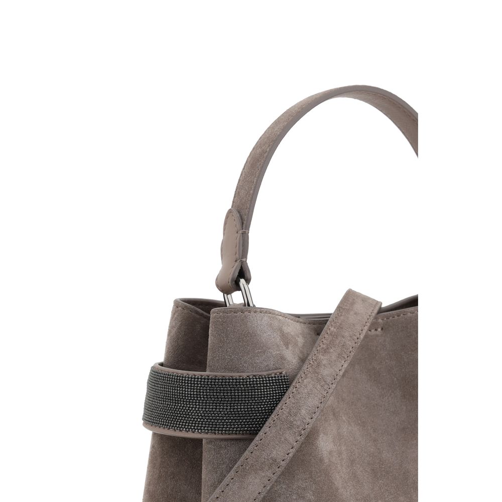 Brunello Cucinelli Brown Calf Leather Shoulder Bag