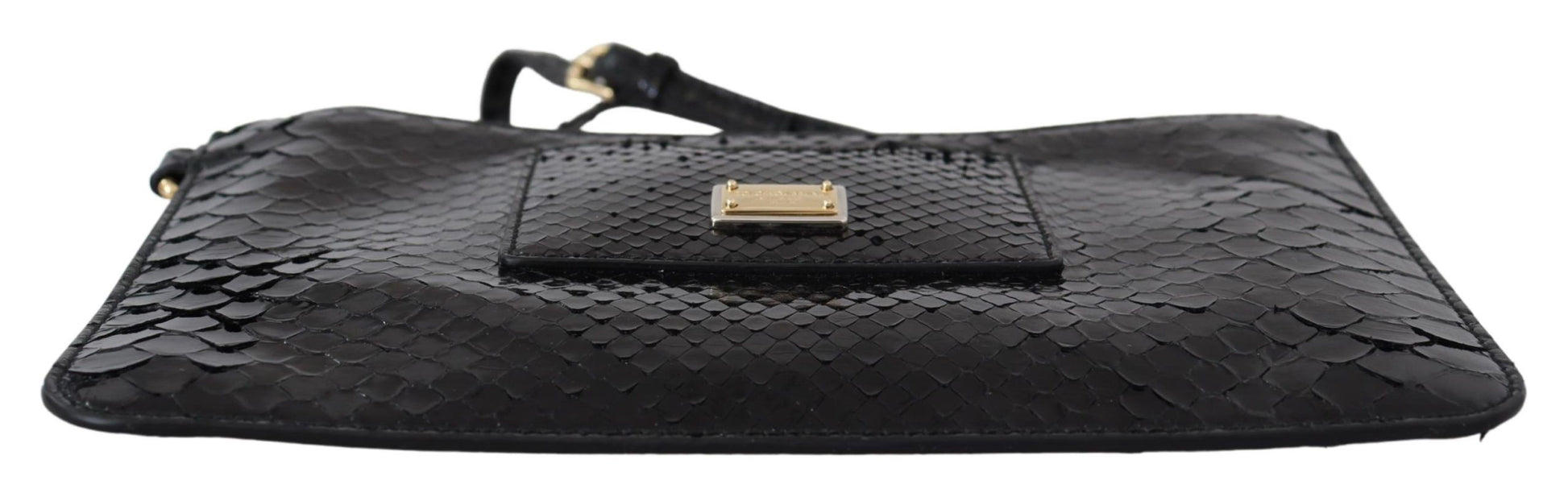 Dolce And Gabbana Agnese Python Pattern Leather Wristlet Wallet Black Exclusive Edition by Dolce & Gabbana