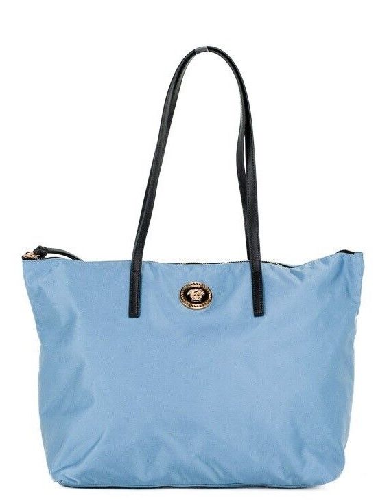 Versace Portuna Medusa Tote Handbag Calf Leather and Nylon Cornflower Limited Edition by Versace