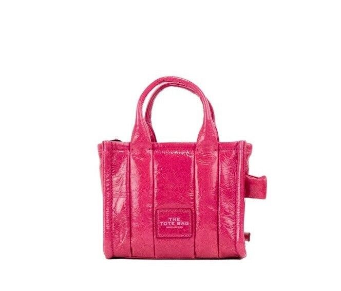Marc Jacobs Shiny Crinkle Micro Tote Crossbody Magenta Patent Leather Exclusive Edition by Marc Jacobs