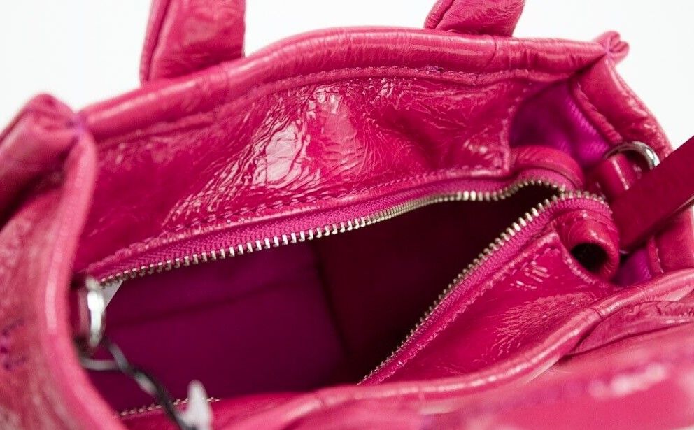 Marc Jacobs Shiny Crinkle Micro Tote Crossbody Magenta Patent Leather Exclusive Edition by Marc Jacobs