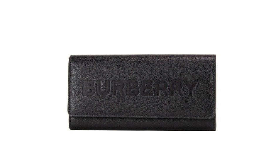 Burberry Porter Logo Embossed Wallet In Grainy Leather Black Limited Edition Accessory by Burberry