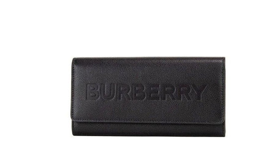 Burberry Porter Logo Embossed Wallet In Grainy Leather Black Limited Edition Accessory by Burberry