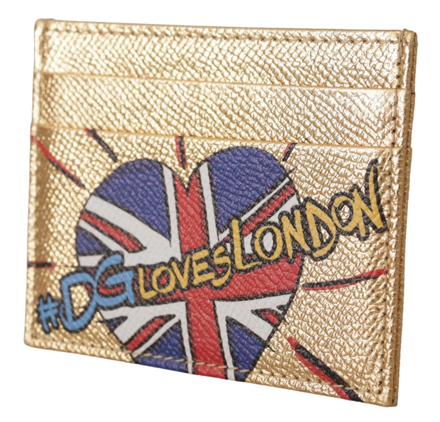 Dolce Gabbana Cardholder Leather Gold DGLovesLondon Print Made In Italy Limited Edition by Dolce & Gabbana