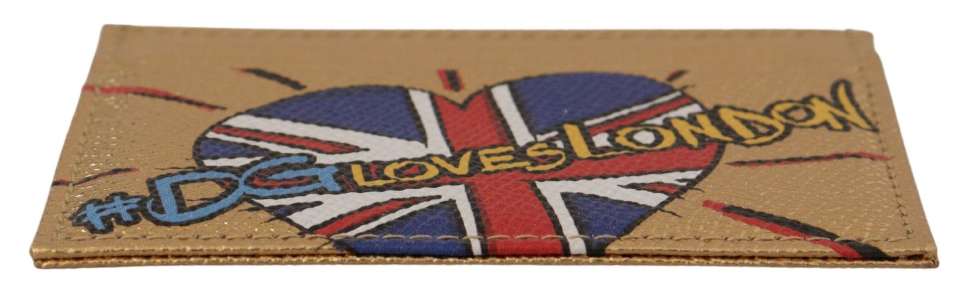 Dolce Gabbana Cardholder Leather Gold DGLovesLondon Print Made In Italy Limited Edition by Dolce & Gabbana