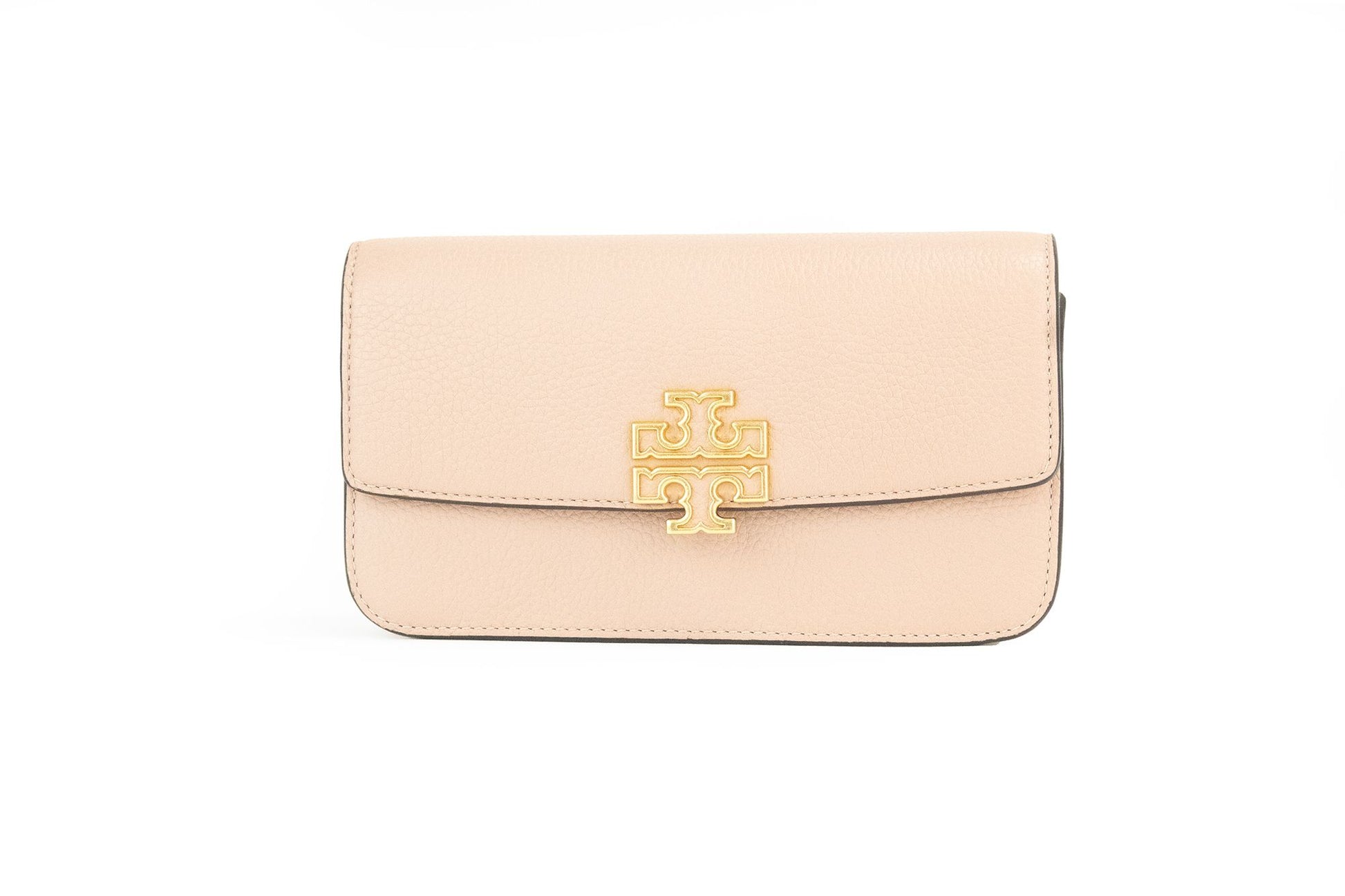 Tory Burch Britten Pebbled Leather Small Chain Wallet Wristlet Crossbody Light Meadowsweet Limited Edition by Tory Burch