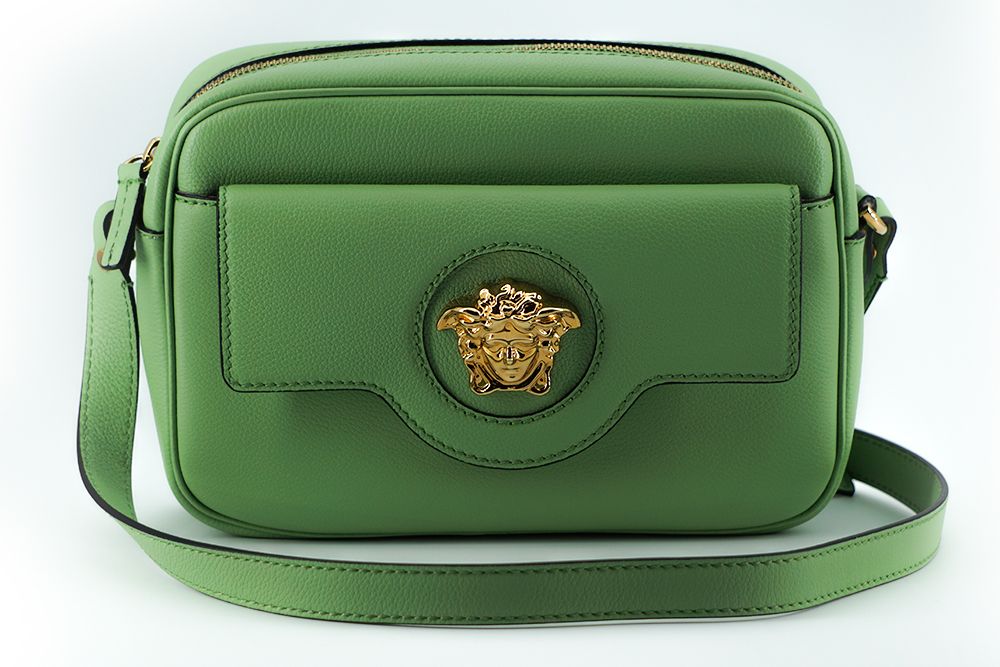 Versace Camera Case Shoulder Bag Calf Leather Mint Green Gold Tone Hardware Limited Edition by Versace