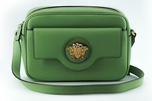Versace Camera Case Shoulder Bag Calf Leather Mint Green Gold Tone Hardware Limited Edition by Versace