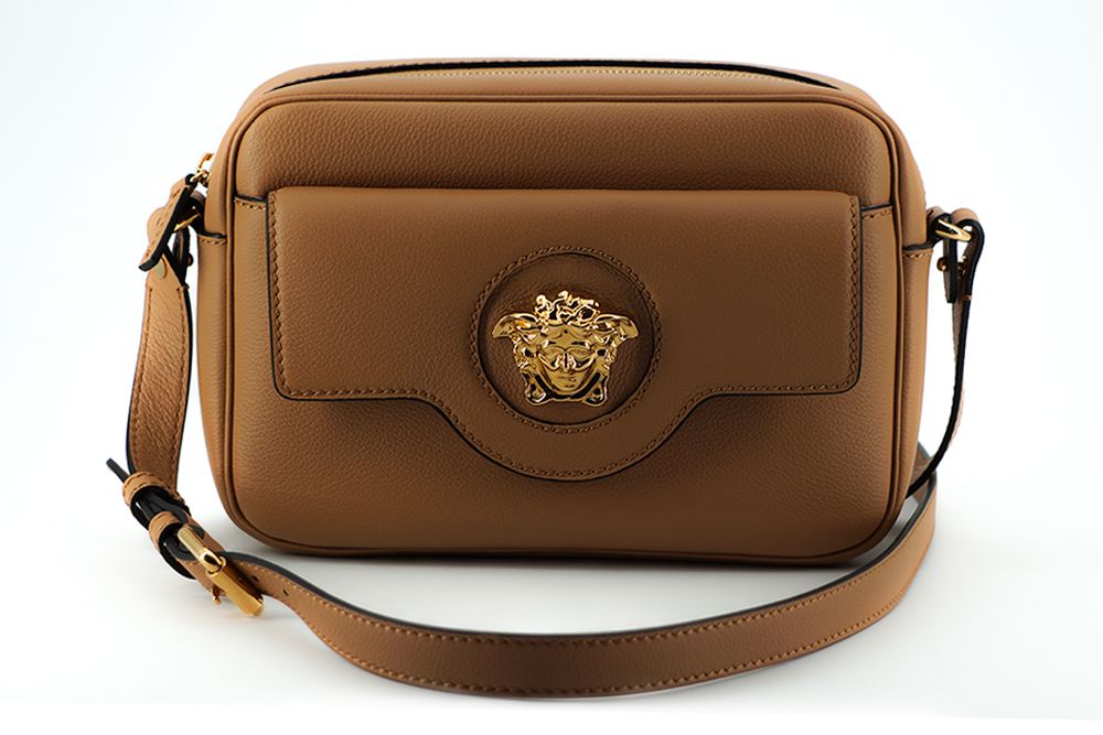 Versace Camera Case Shoulder Bag Calf Leather Brown Signature Collection Limited Edition by Versace
