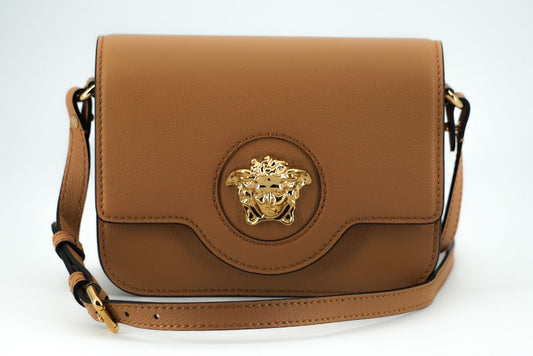 Versace Calf Leather Shoulder Bag Brown Medusa Collection Limited Edition Crafted in Italy by Versace