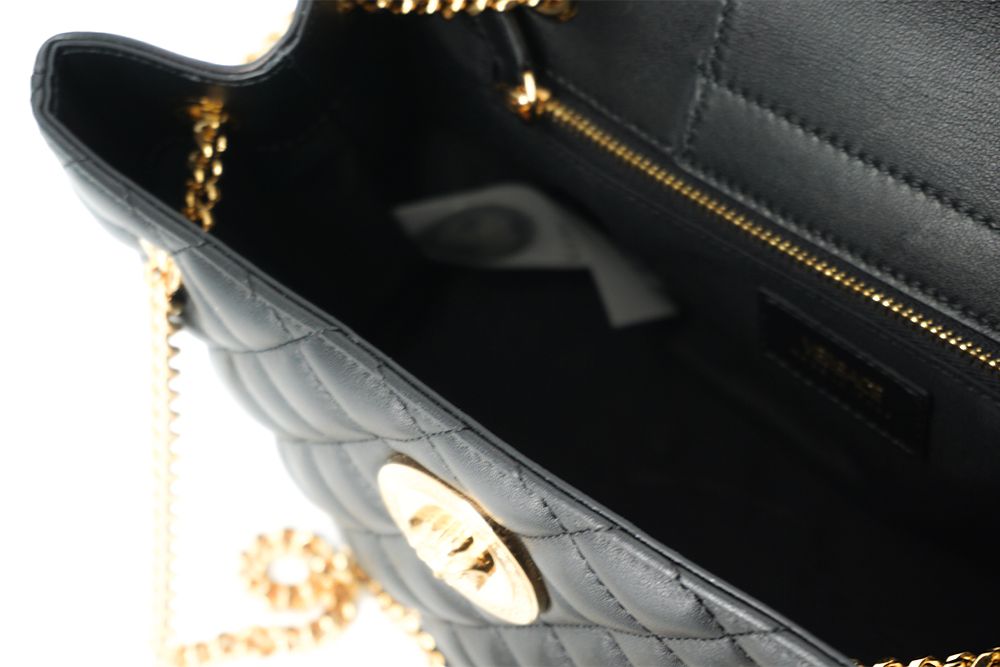 Versace Quilted Tote Bag Medusa Head Signature Leather Collection Exclusive Black by Versace