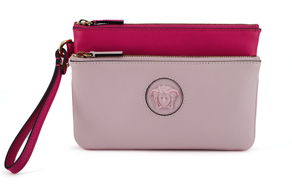 Versace Pink Calf Leather Pouch Clutch Limited Edition by Versace