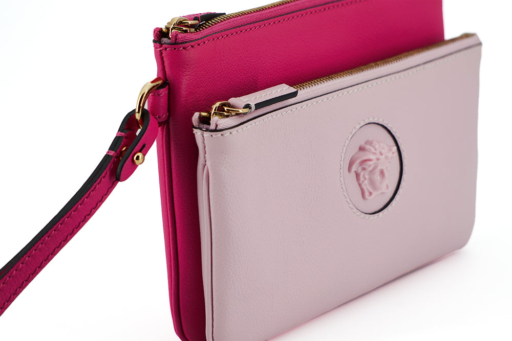 Versace Pink Calf Leather Pouch Clutch Limited Edition by Versace
