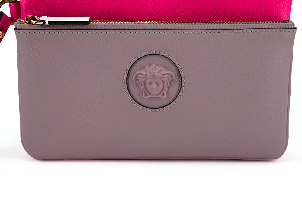 Versace Pink Calf Leather Pouch Clutch Limited Edition by Versace