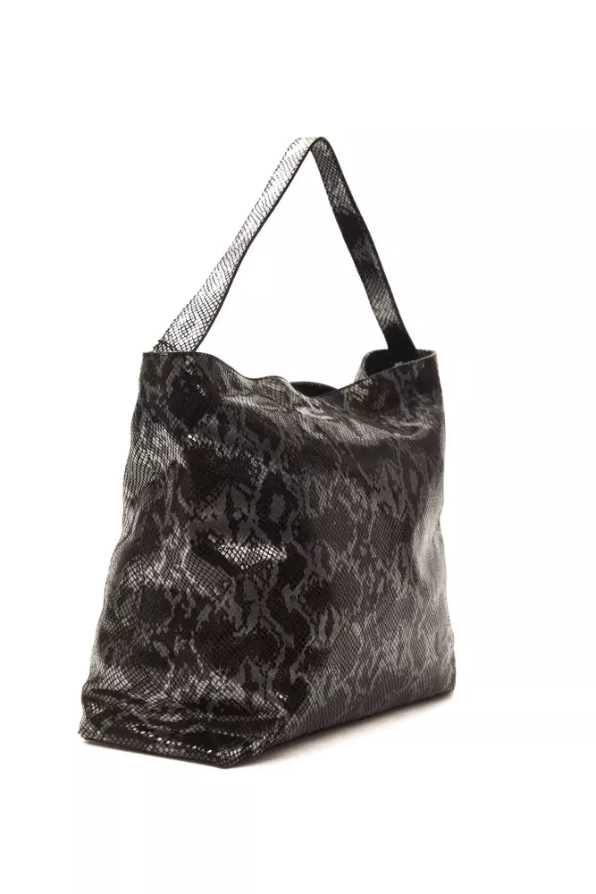 Pompei Donatella Leather Python Print Shoulder Bag
