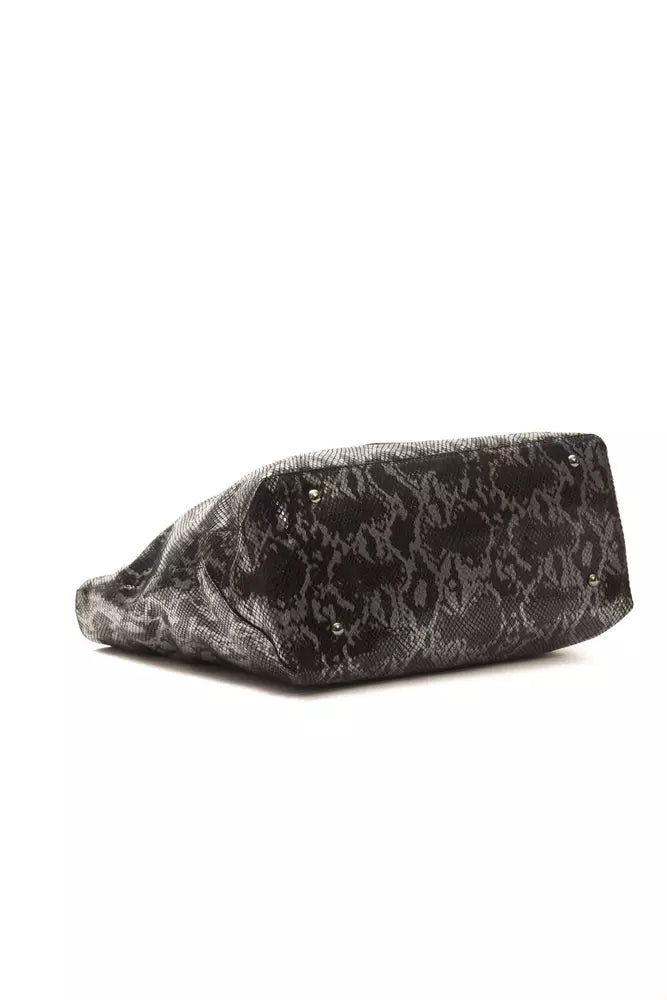 Pompei Donatella Leather Python Print Shoulder Bag