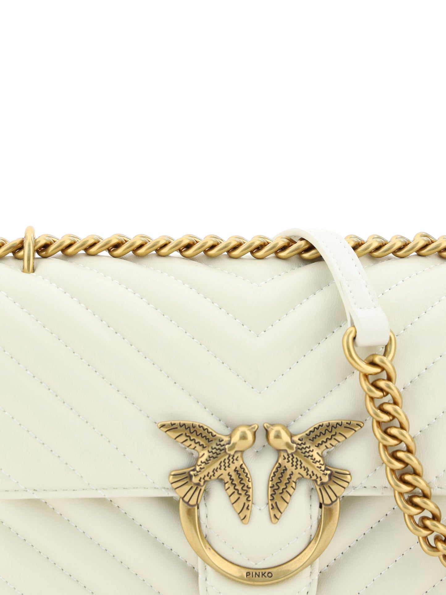 Pinko Mini Love Shoulder Bag Calf Leather White Limited Edition Love Collection Iconic by PINKO