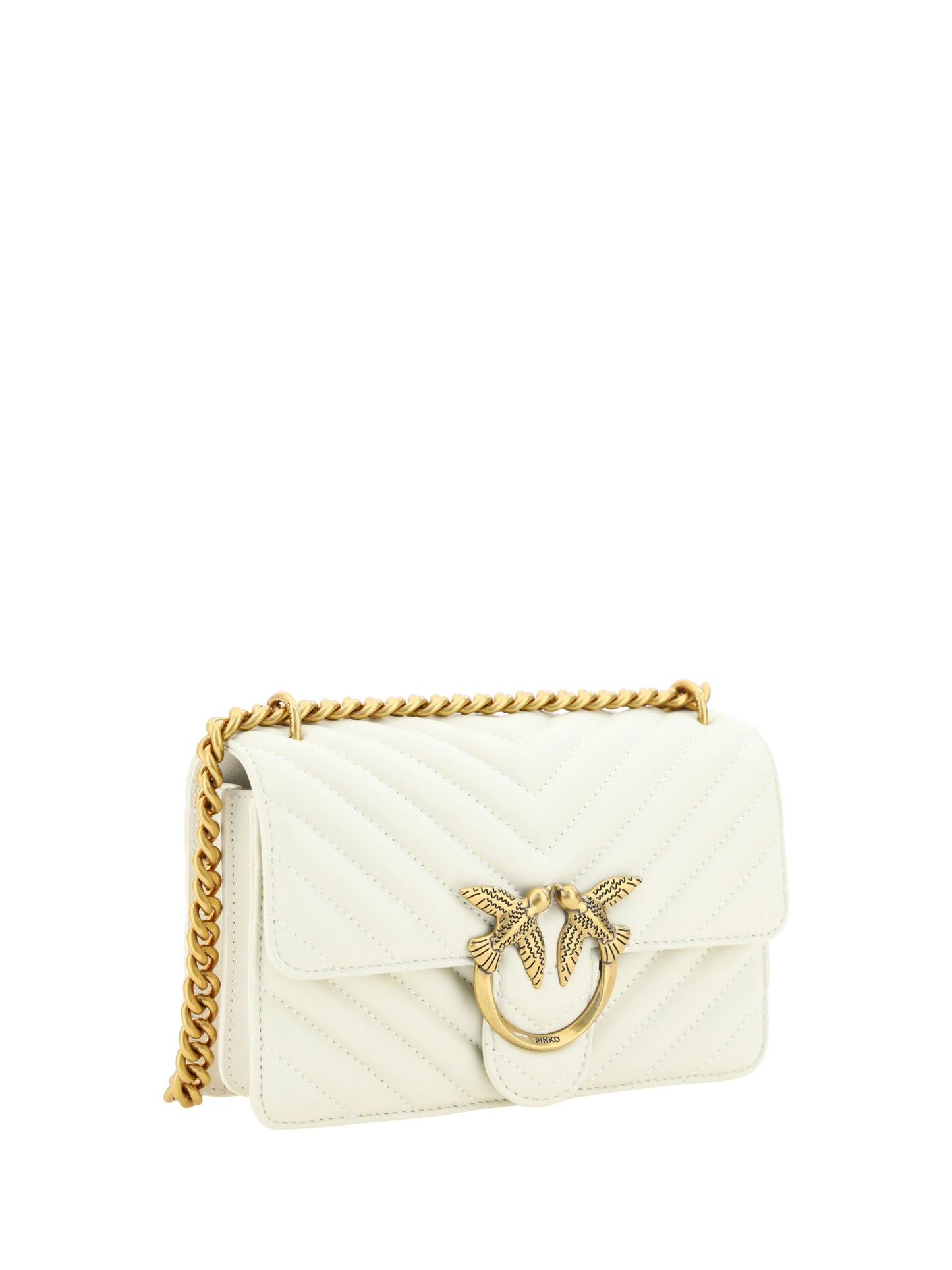 Pinko Mini Love Shoulder Bag Calf Leather White Limited Edition Love Collection Iconic by PINKO