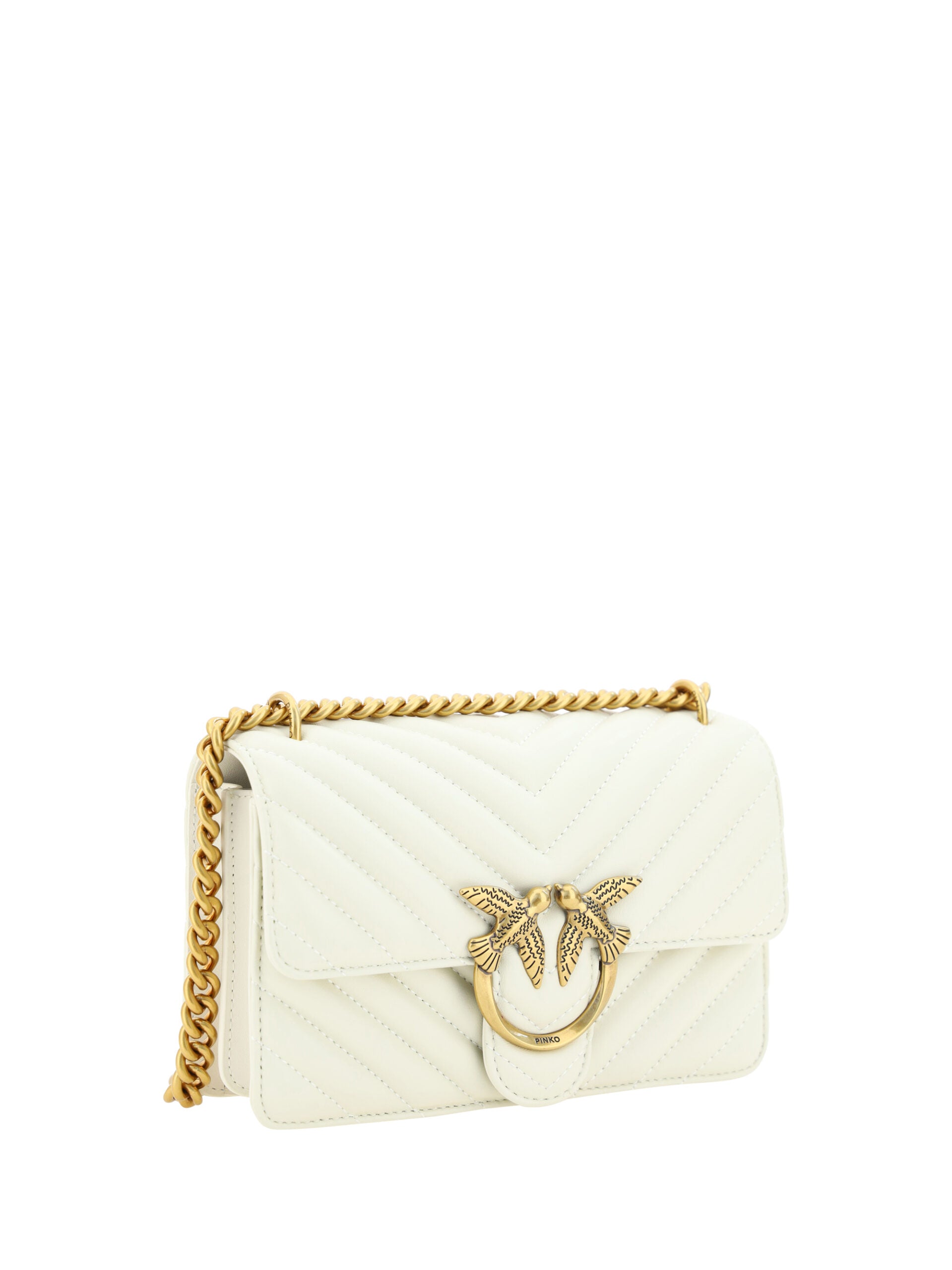 Pinko Mini Love Shoulder Bag Calf Leather White Limited Edition Love Collection Iconic by PINKO