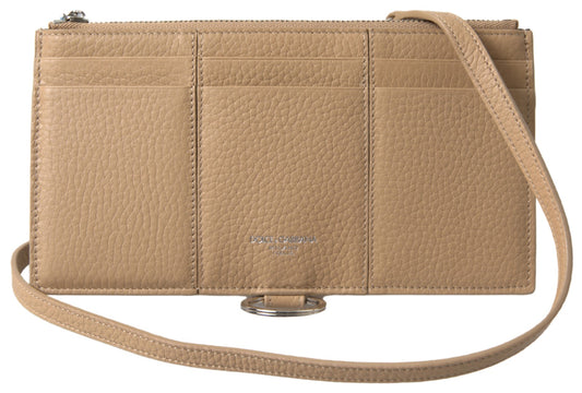 Dolce & Gabbana Cardholder Coin Wallet Shoulder Bag Beige Leather Limited Edition by Dolce & Gabbana