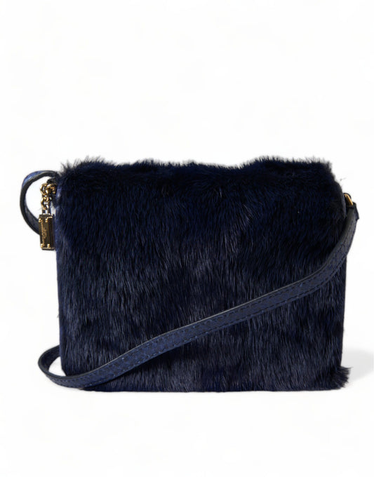 Dolce And Gabbana Dark Blue Snakeskin Mink Fur Shoulder Bag Exclusive Limited Edition by Dolce & Gabbana