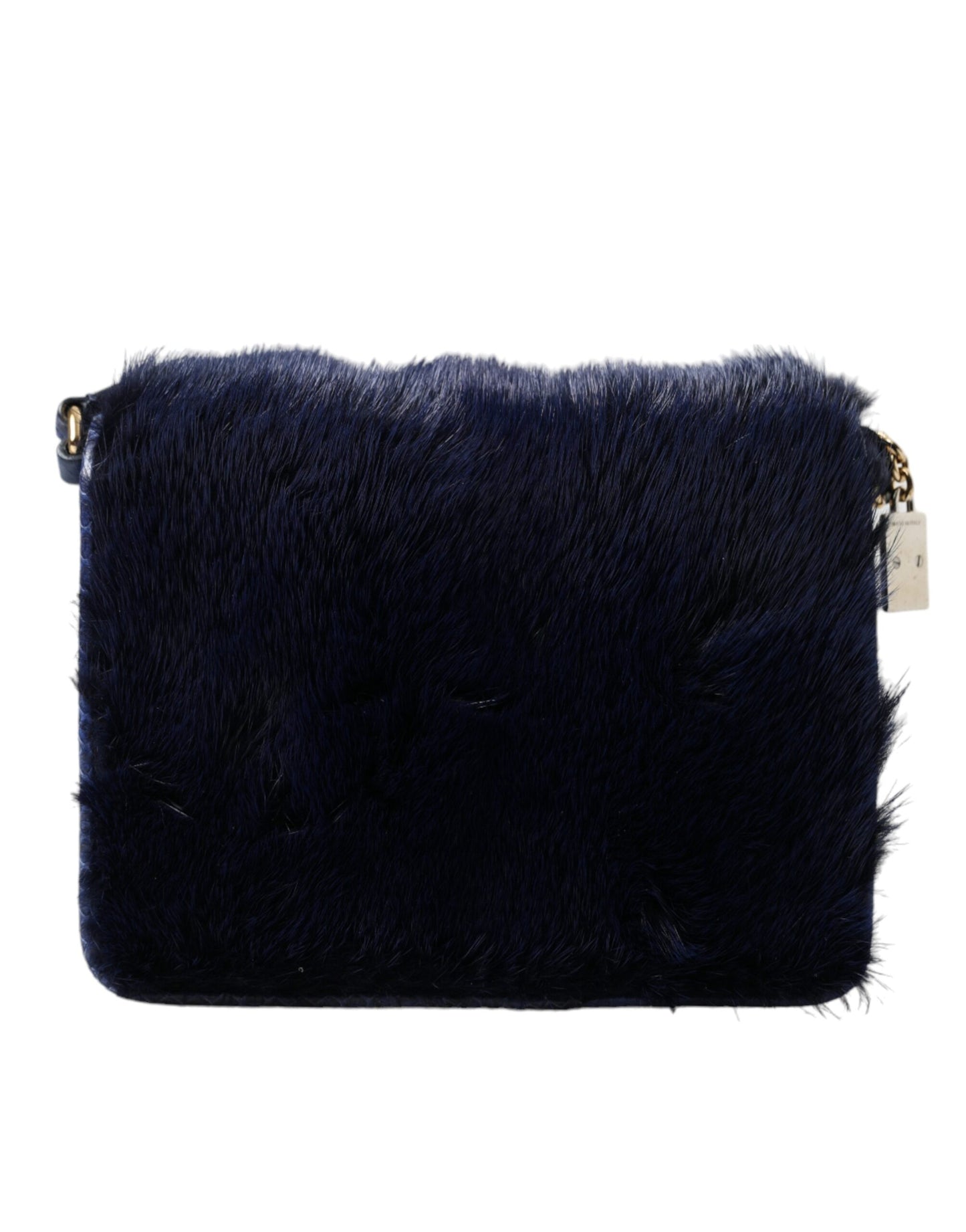 Dolce And Gabbana Dark Blue Snakeskin Mink Fur Shoulder Bag Exclusive Limited Edition by Dolce & Gabbana