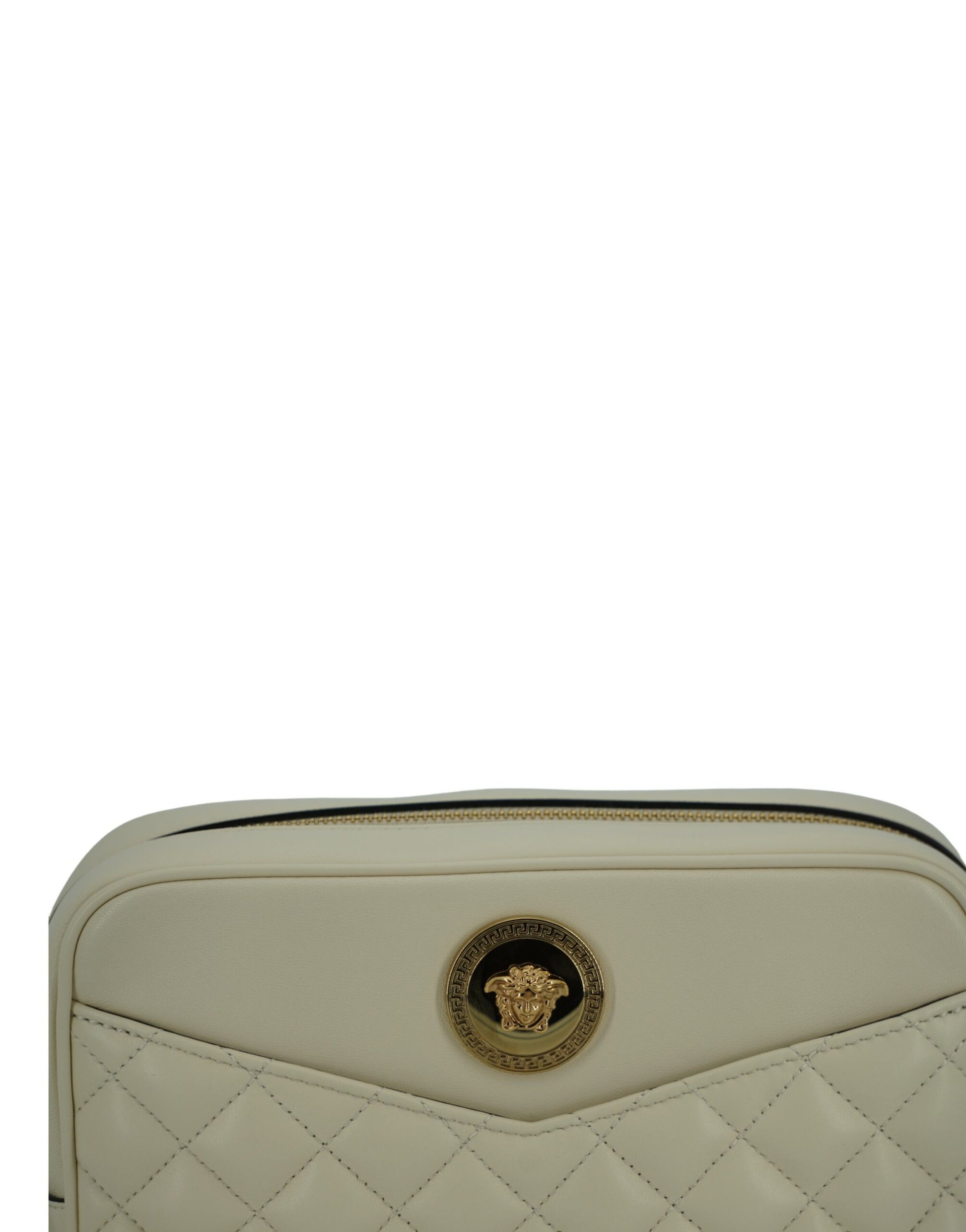Versace Camera Shoulder Bag Lamb Leather White Gold Hardware Medusa Collection Limited Edition by Versace