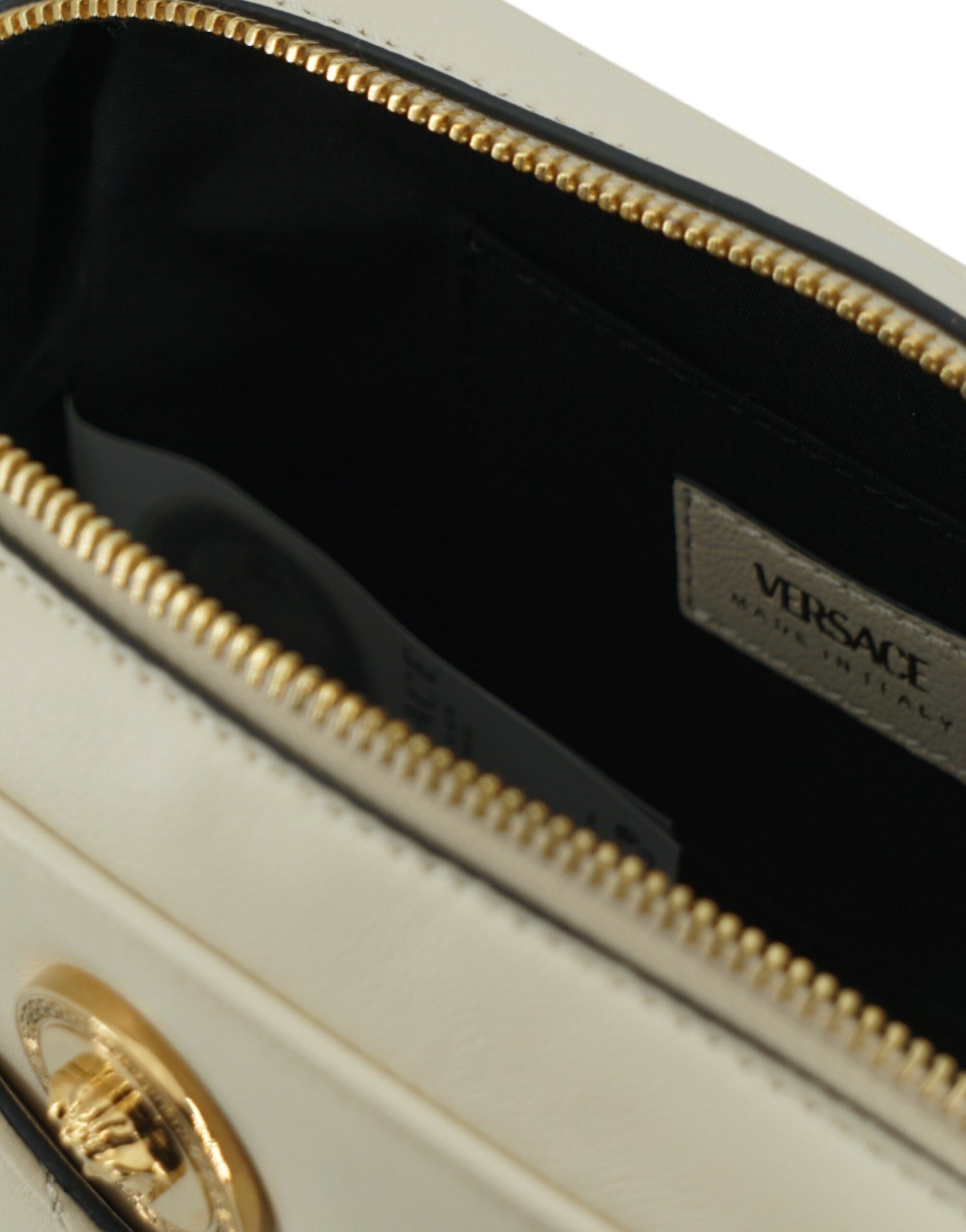Versace Camera Crossbody Bag White Lamb Leather With Gold Hardware Limited Edition by Versace