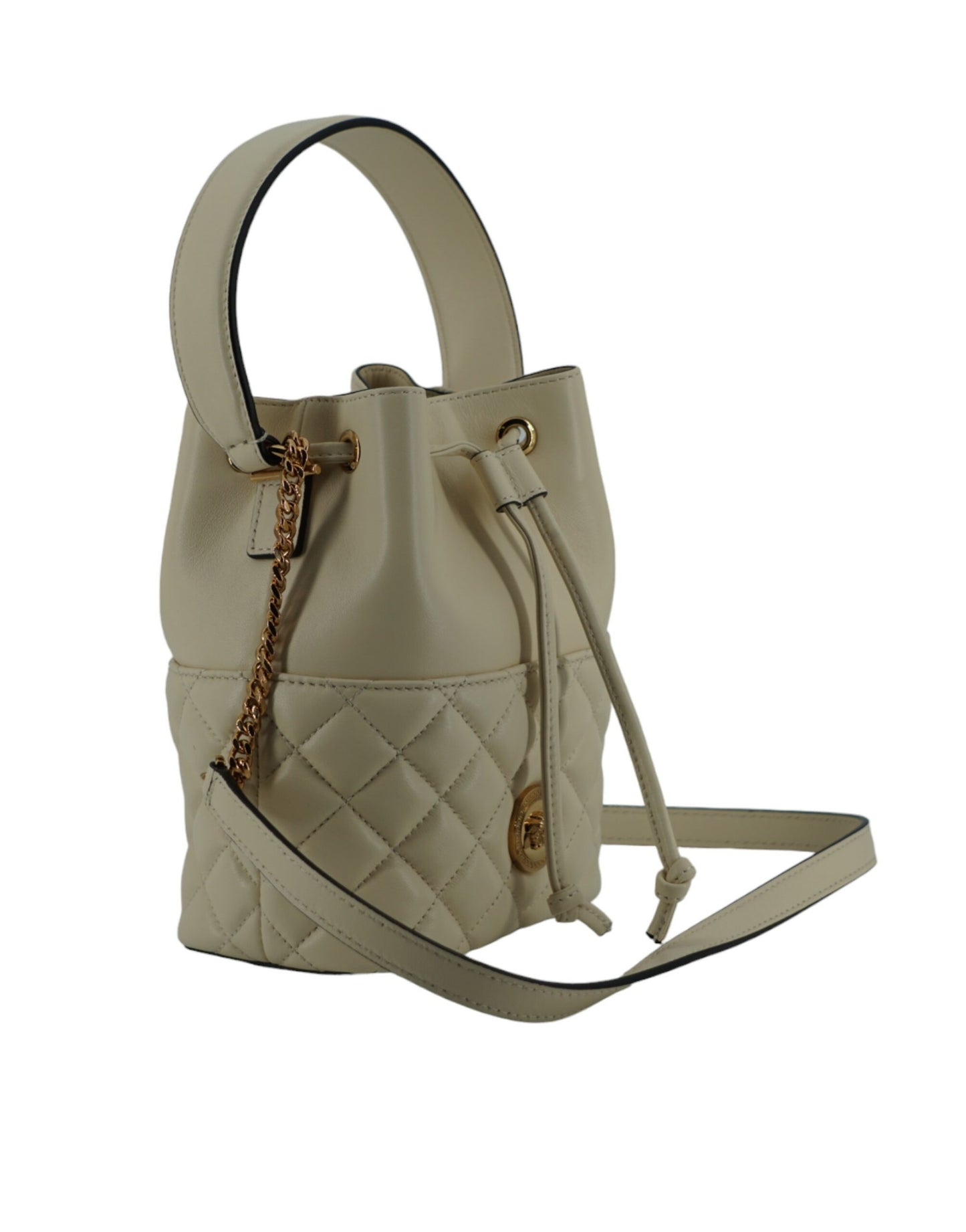 Versace Small Bucket Shoulder Bag Lamb Leather White Elite by Versace