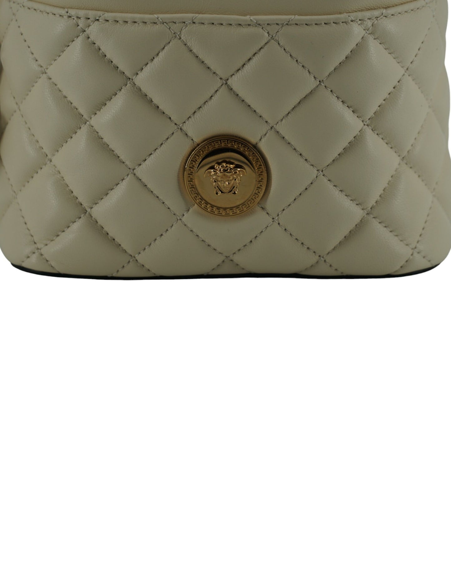 Versace Small Bucket Shoulder Bag Lamb Leather White Elite by Versace