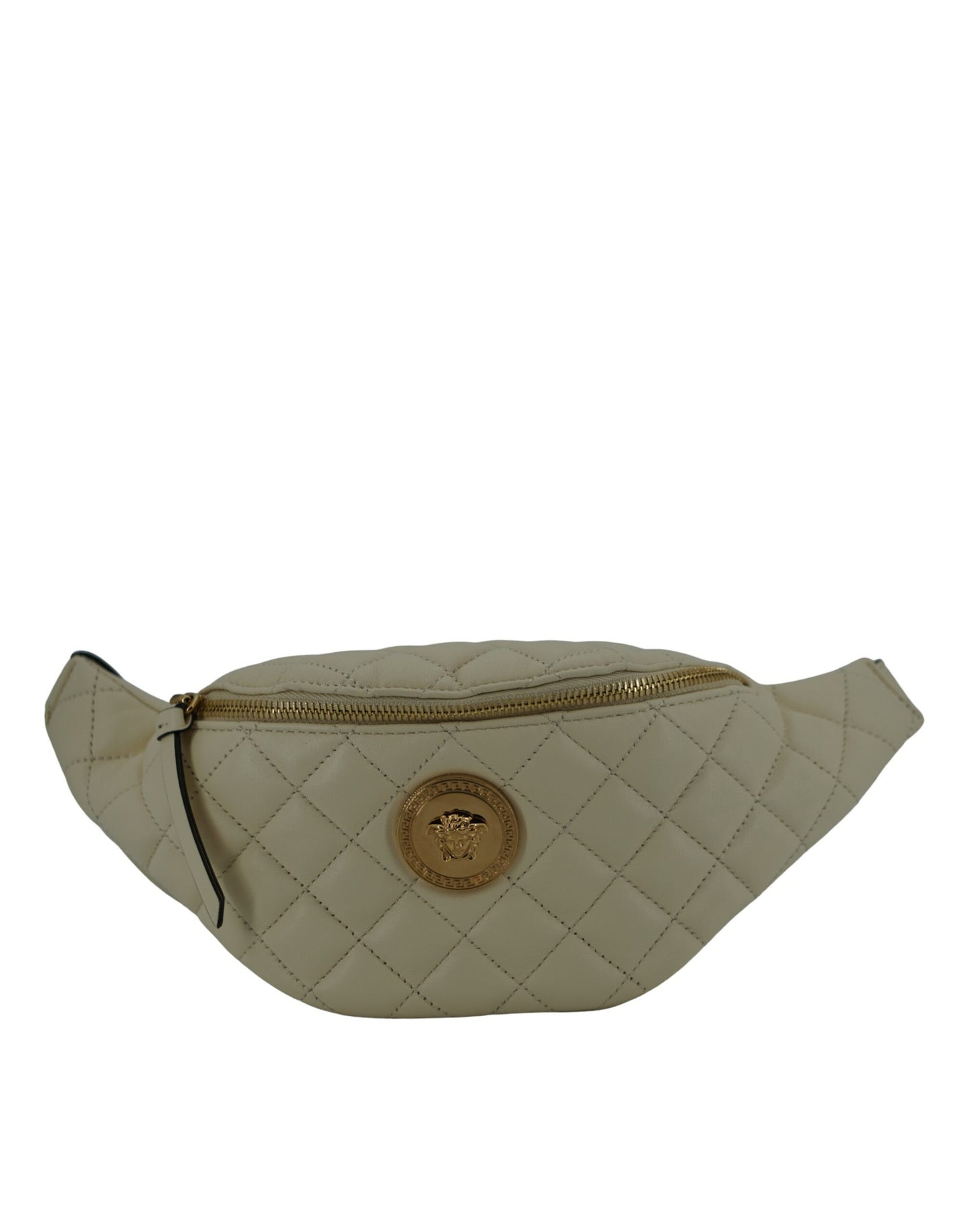 Versace White Lamb Leather Belt Bag 100 Percent Lamb Leather Crafted for Refined Luxury with Limited Availability by Versace
