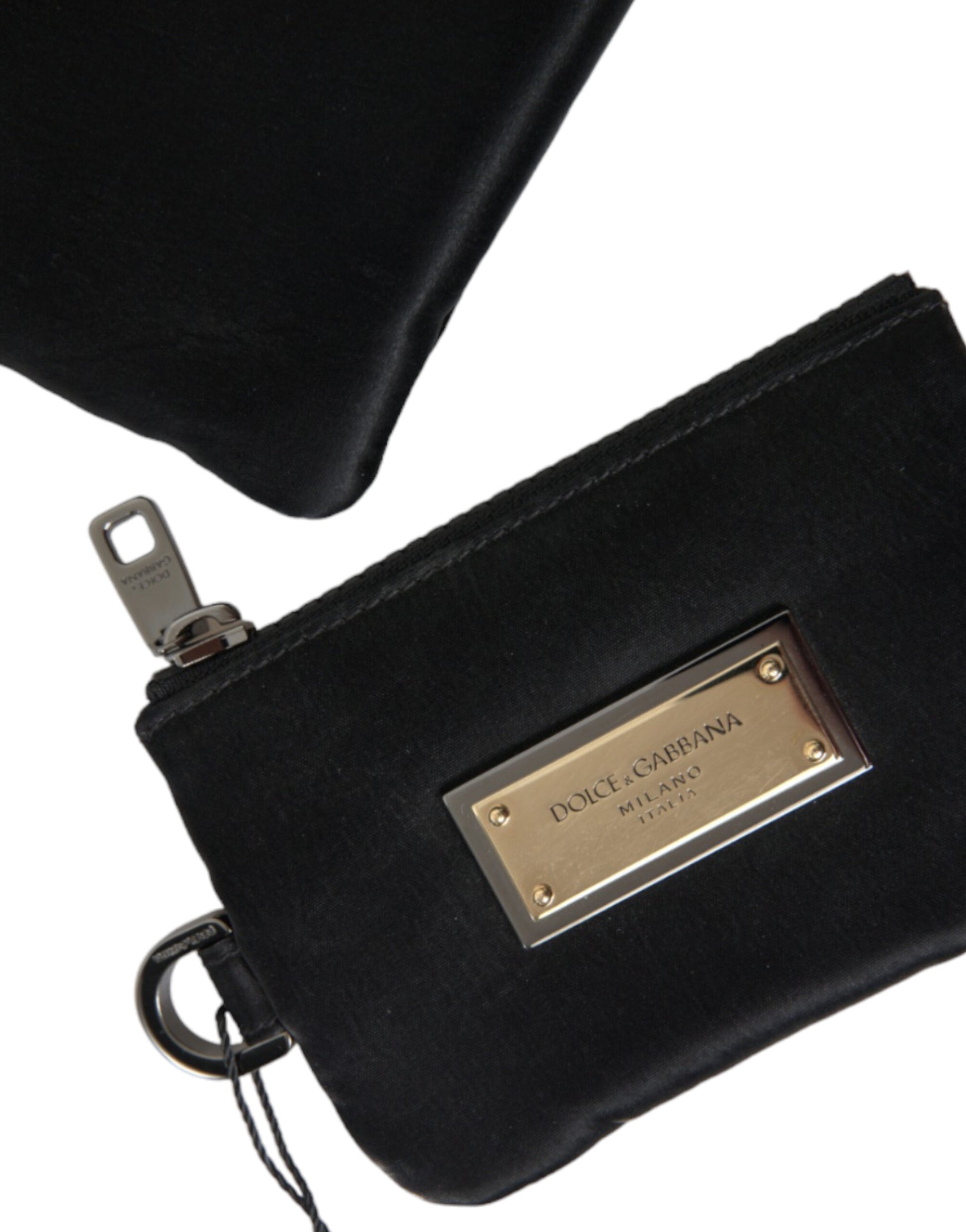 Dolce And Gabbana Pouch Bag Nylon And Grained Calfskin Bigalvanic Plaque Limited Edition by Dolce & Gabbana